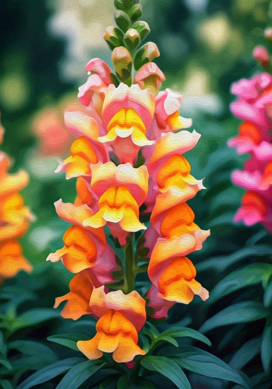 Impressionist Blooms in Lush Garden