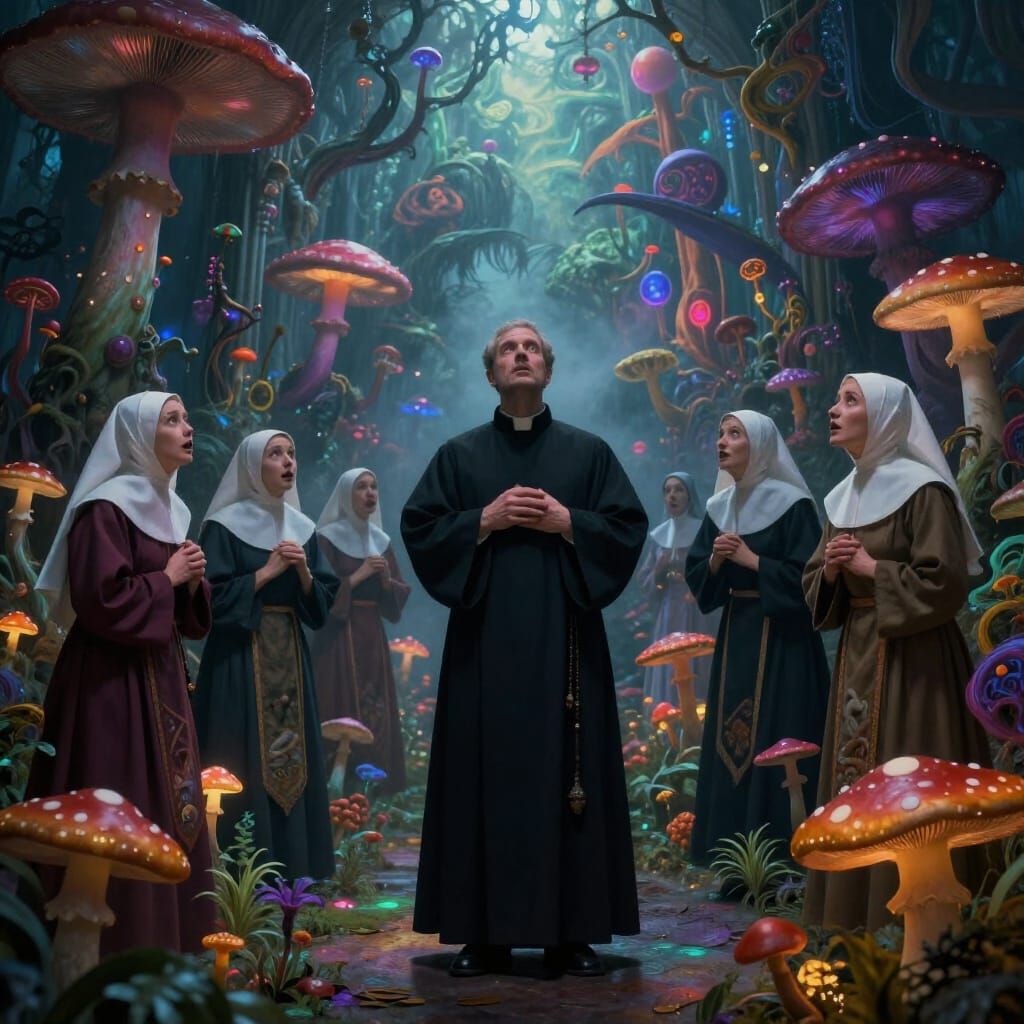 Monastery Garden Psychedelic Visions Digital Art