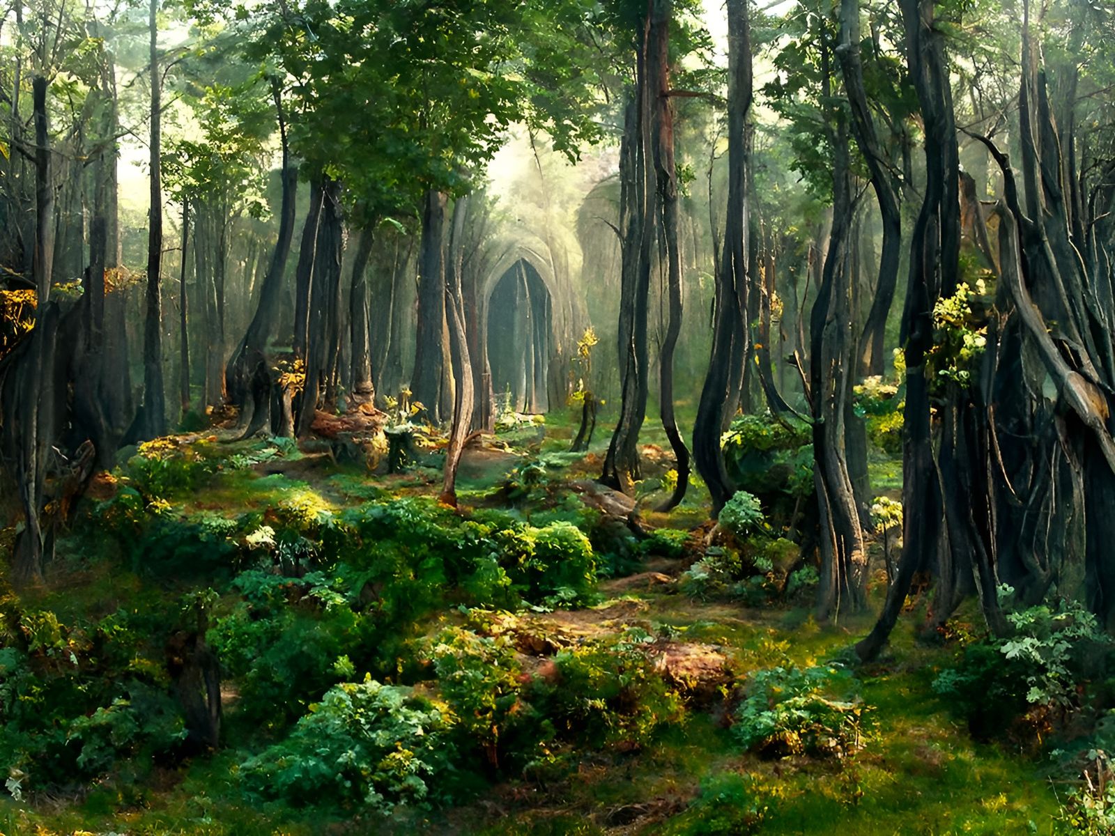 Enchanted Forest Render in Detailed Fantasy Style
