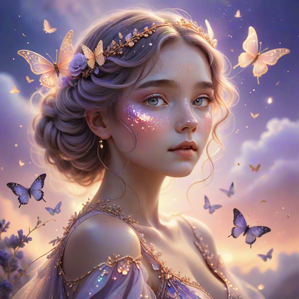 Where galaxies gather and butterflies pause—she begins