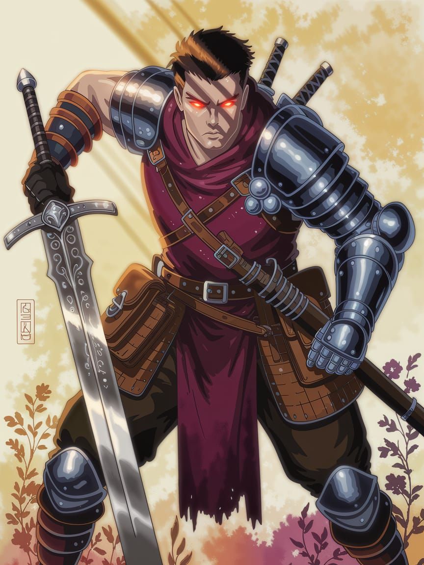 Golden Warrior in High Fantasy Battle Stance