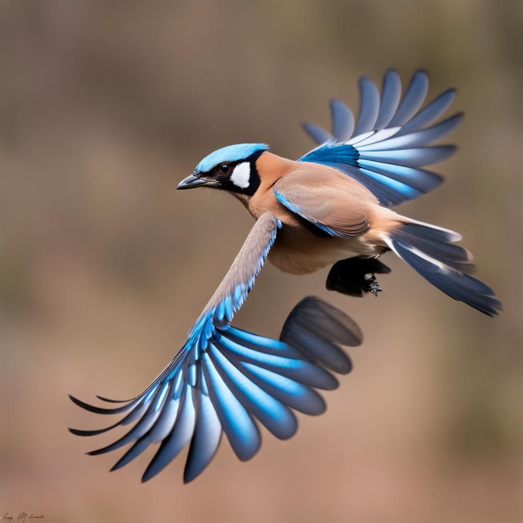 Eurasian Jay in Flight: Stunning Wing Markings