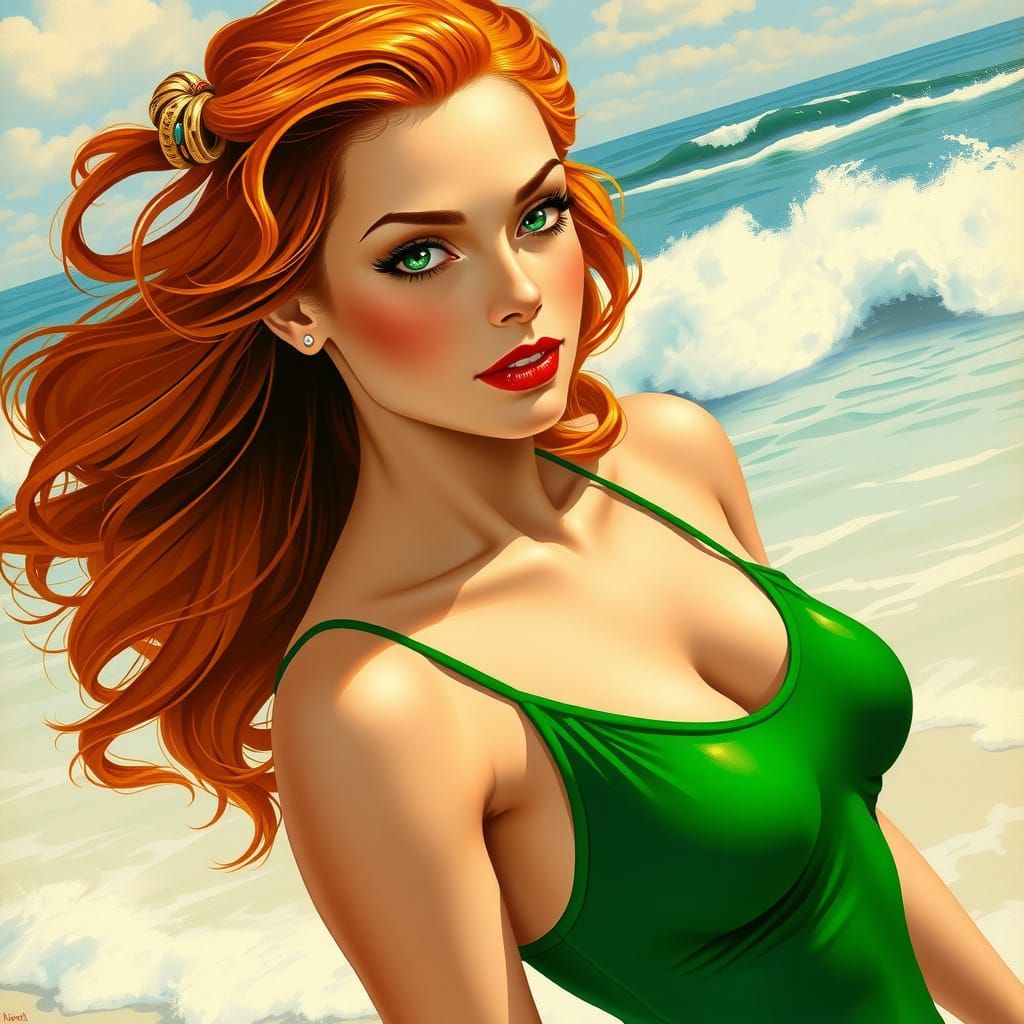 Pin-Up Beach Beauty in Vintage Style