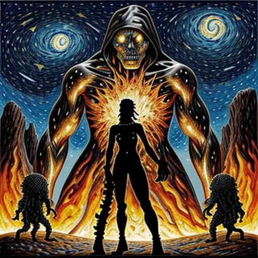 Molten Iron Starry Night in Abstract Expressionism