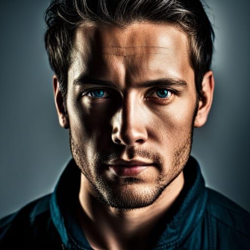 Hyperrealistic Portrait of a Handsome Young Man