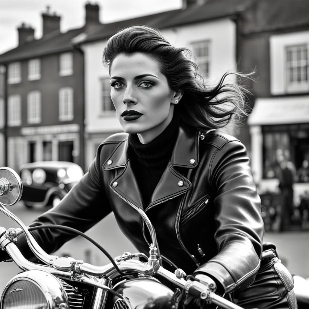 Vintage Motorcycle Photograph in Hollywood Style