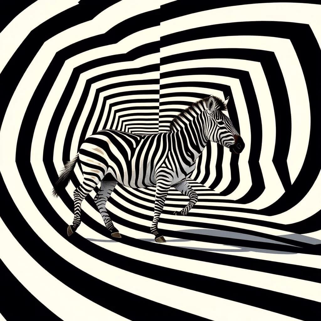 Optical Illusion Zebra Amidst Infinite Stripes
