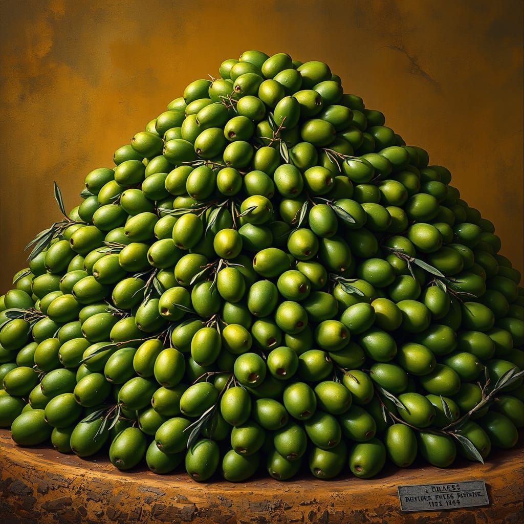 Vibrant Emerald Olive Mound in Mediterranean Landscape