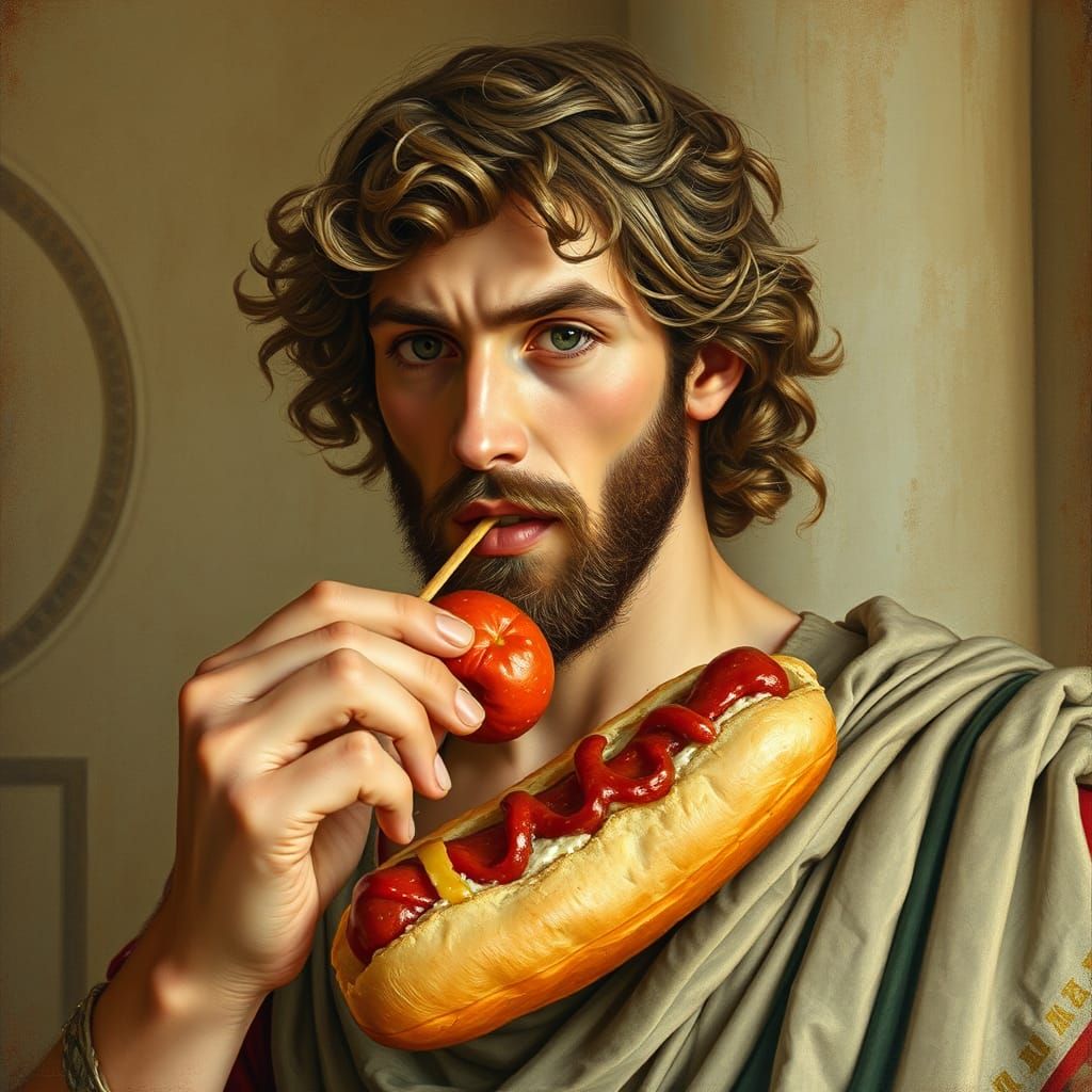 Alexander the Great Enjoys a Hotdog