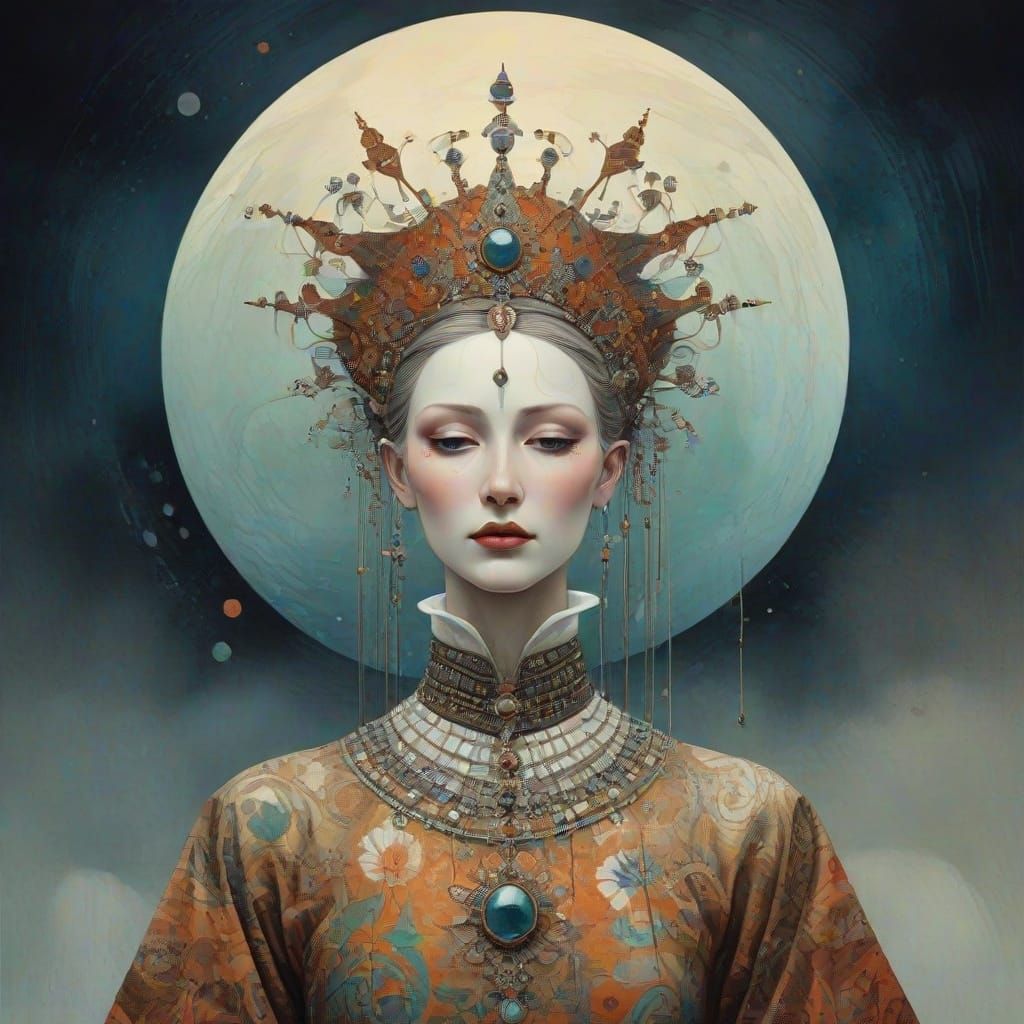 Mythical Autumn King in Watercolor Style