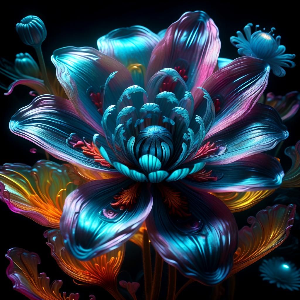Bioluminescent Exotic Flowers in a Photorealistic Fantasy
