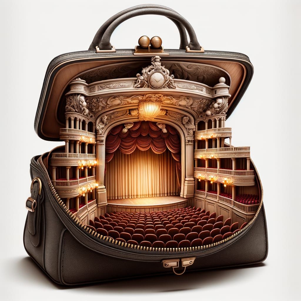 Handbag Reveals Baroque Theatre: A Surreal Visualization
