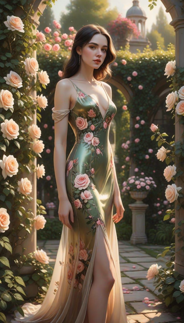 Young Lady in Plastic Dress Oil Painting