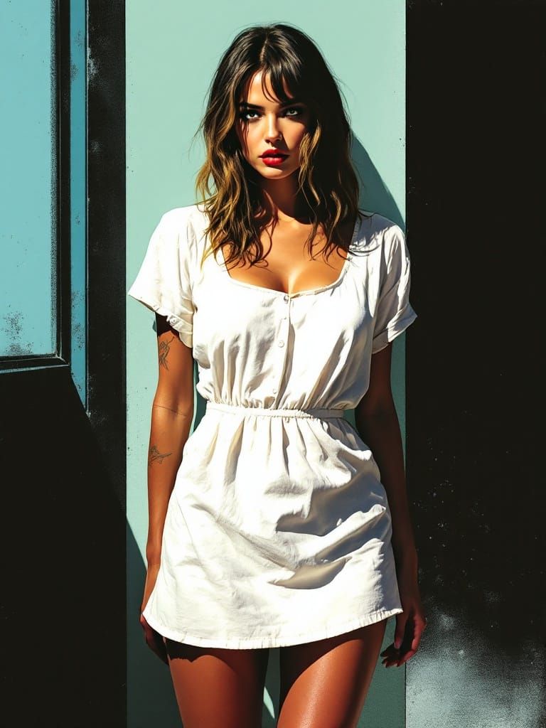 Risograph Style Figure Study with Halftone Effects