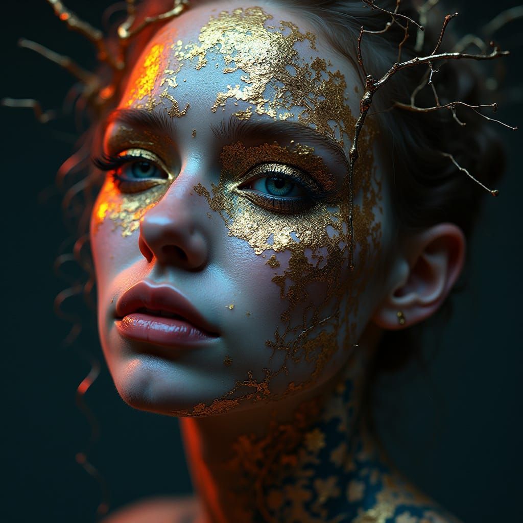 Ethereal Male Portrait in a Klimt-Inspired Style