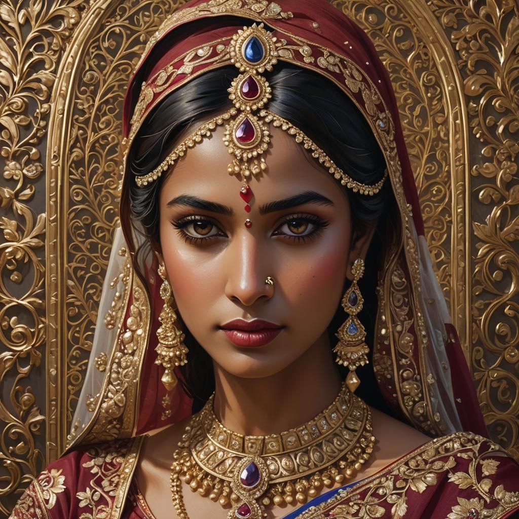 Stunning Indian Bride Portrait in Hyperrealistic Detail