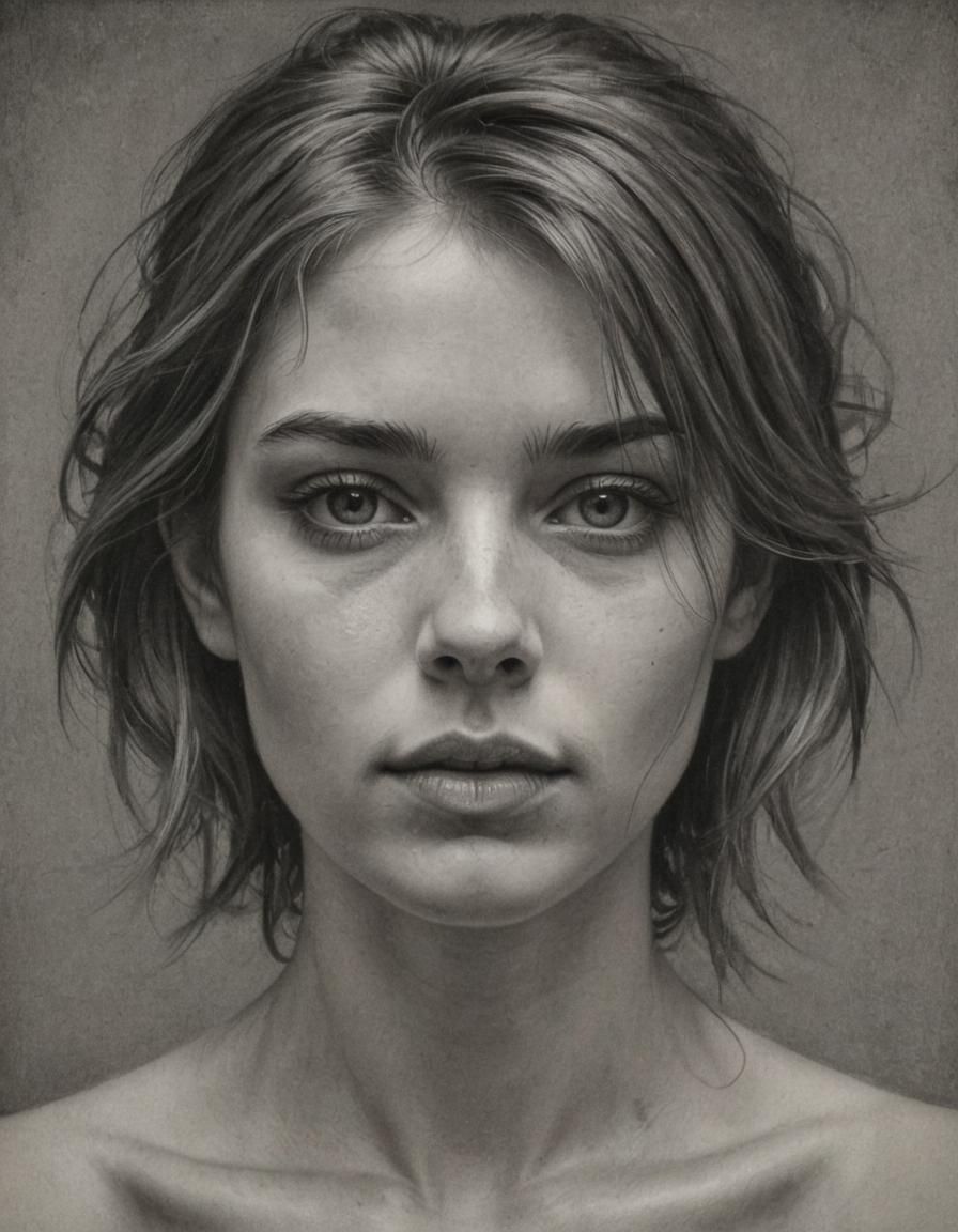 Expressive Charcoal Portrait of Young Woman