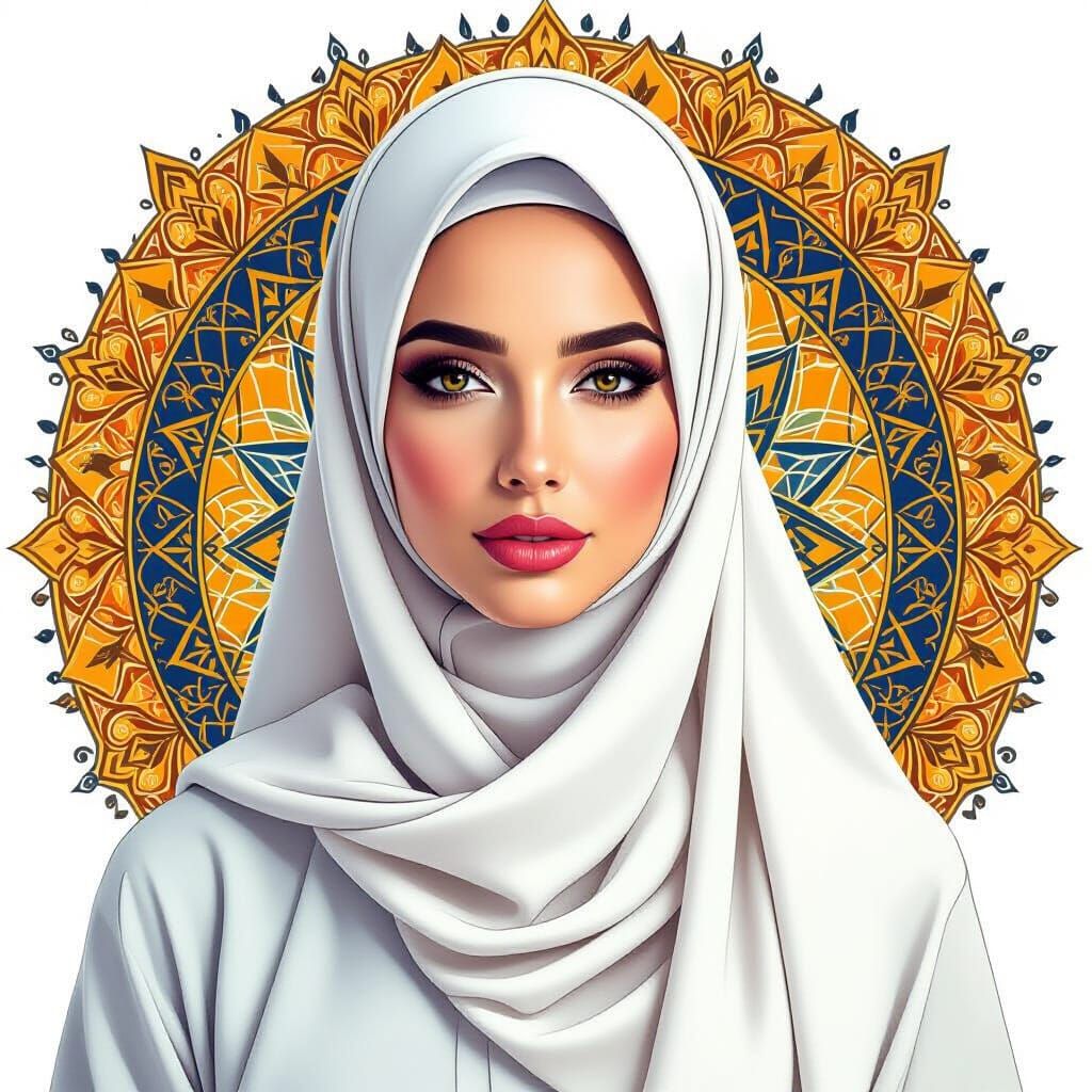 Woman in White Hijab: Pop Art Screen Print
