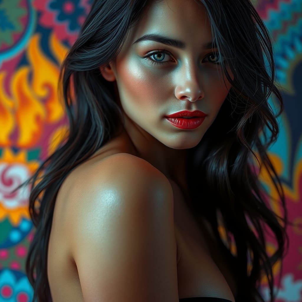 Woman in Sheer Pantyhose: Photorealistic Digital Art