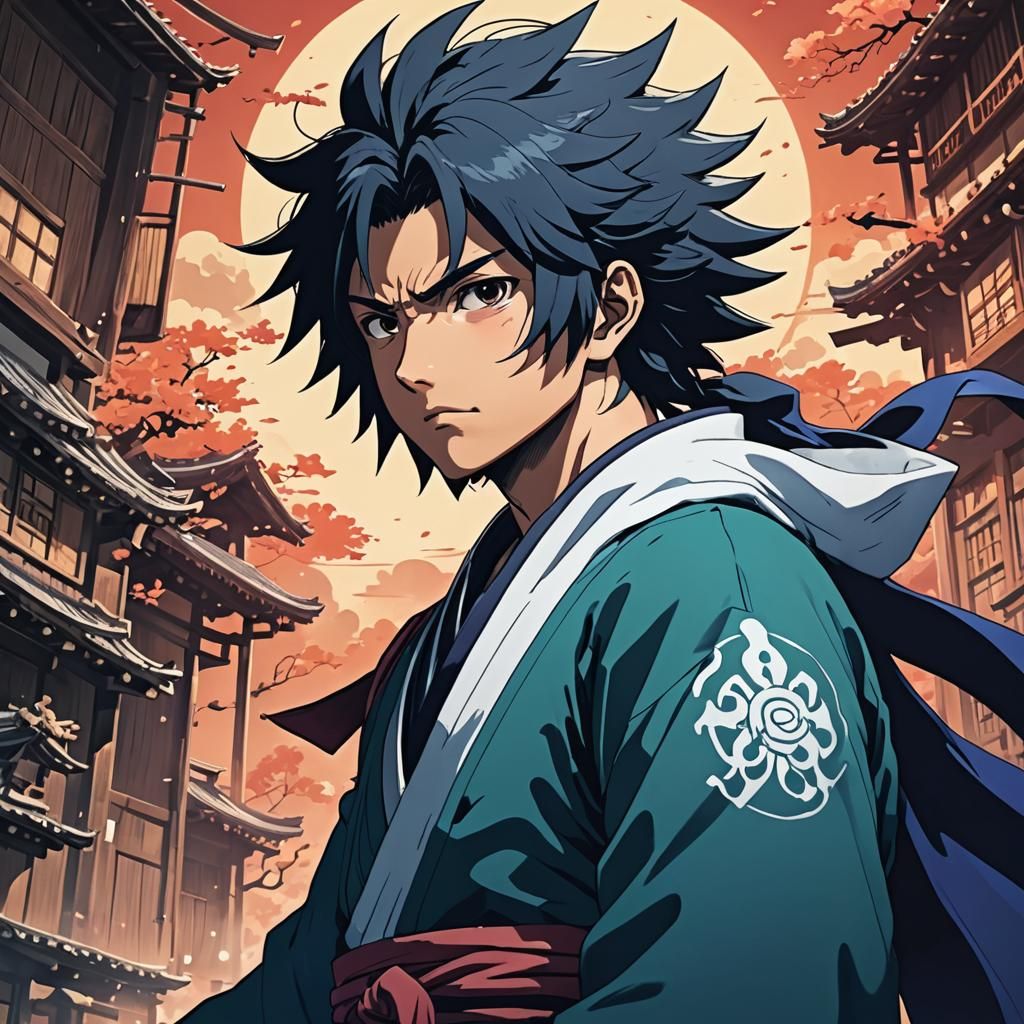 Dynamic Anime Character in Cel-Shaded Manga Style