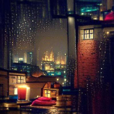 Cozy Rainy Night Cityscape Reflection
