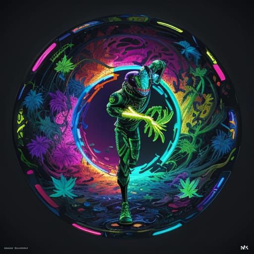 Surreal 3D Comic Book Character Stepping Through Vibrant Por...