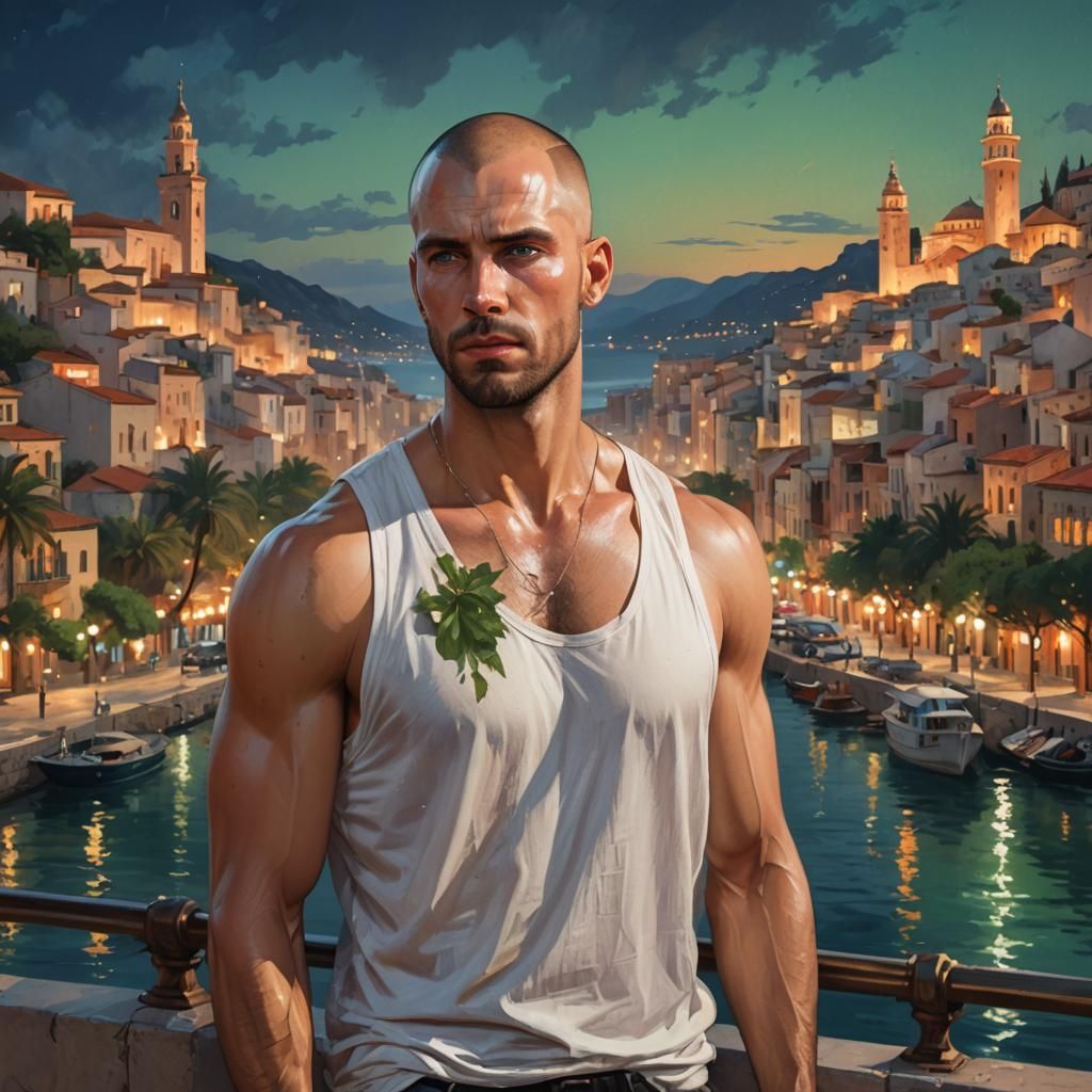 Mediterranean Man Portrait in Hyperdetailed Digital Art
