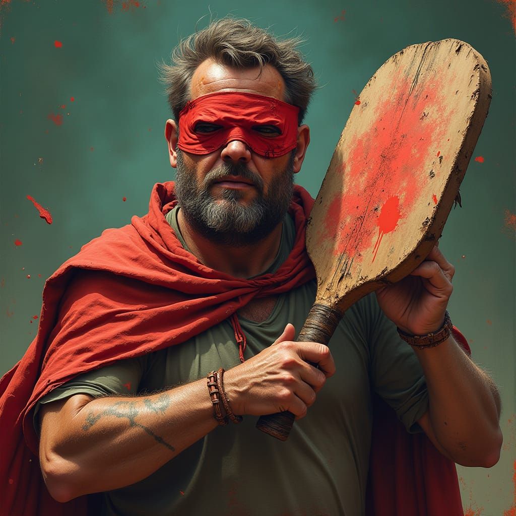Battle-Worn Pickleball Hero in Cinematic Style