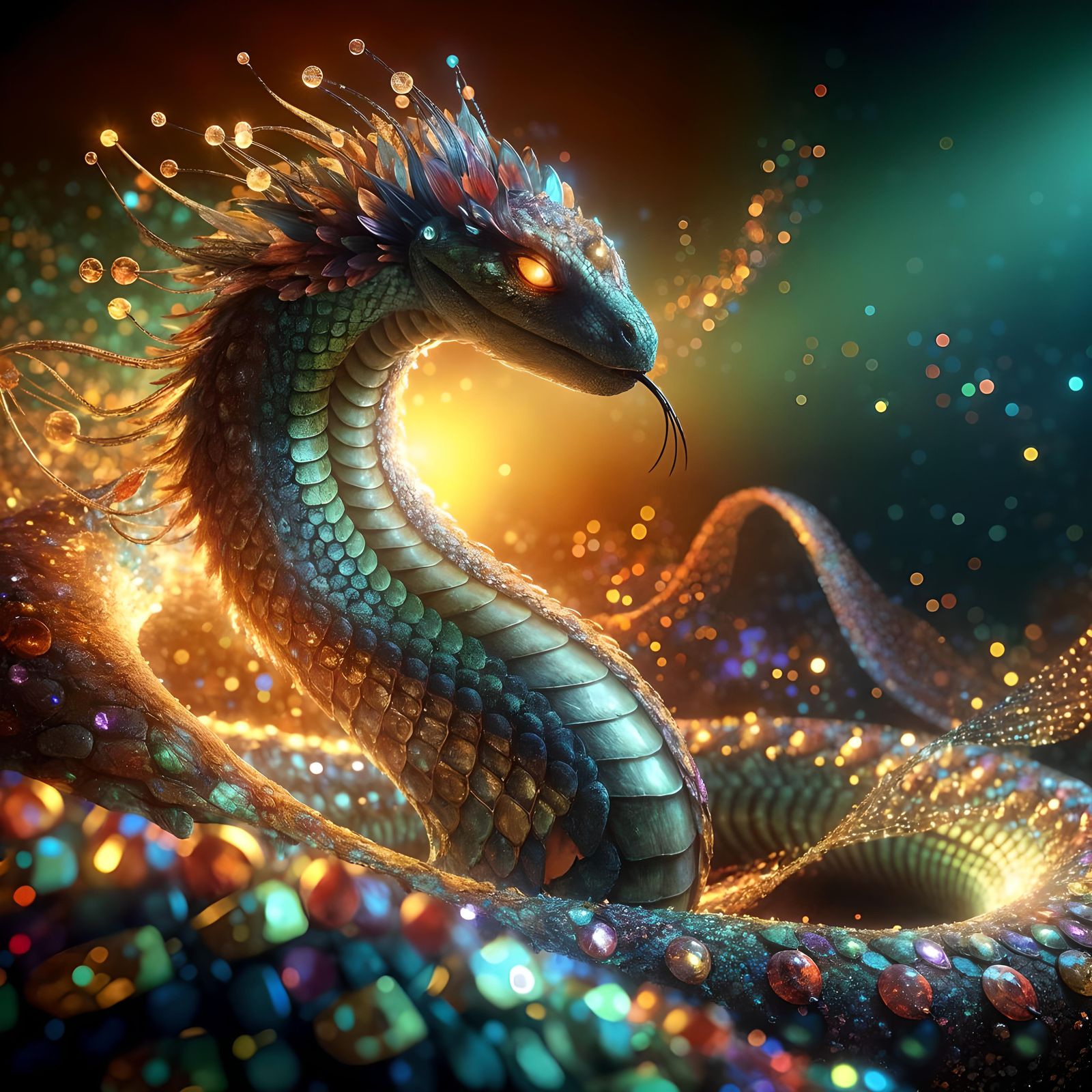 Jeweled Serpent: Hyperrealistic Concept Art
