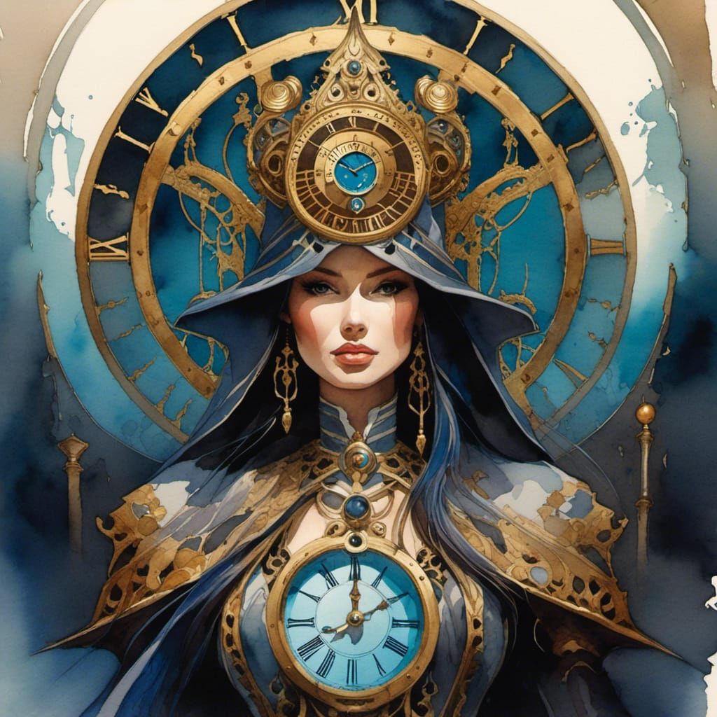Chronomancer Sorceress Painting with Time Magic