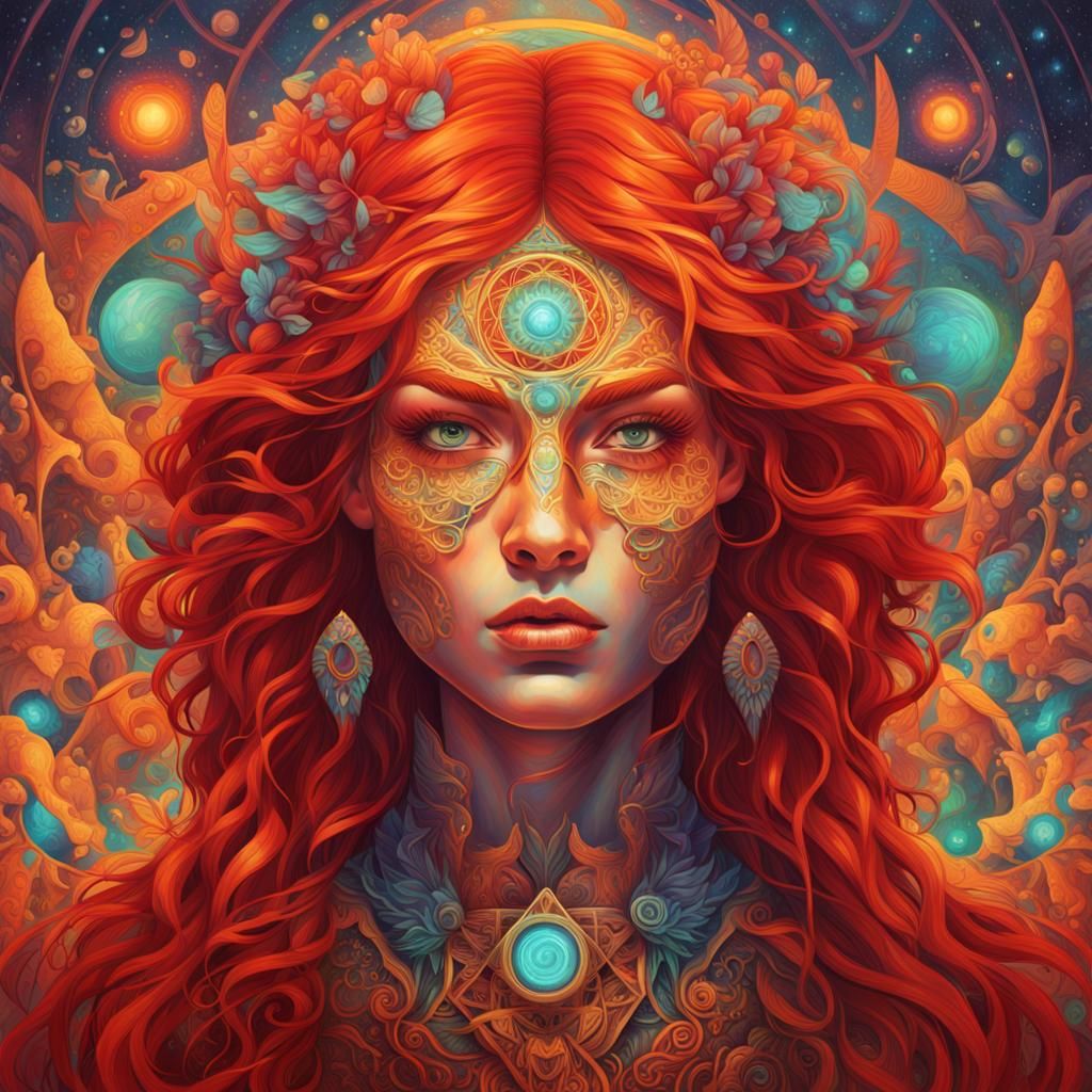 Psychedelic Pagan Goddess of Energy: Hyperrealistic Art