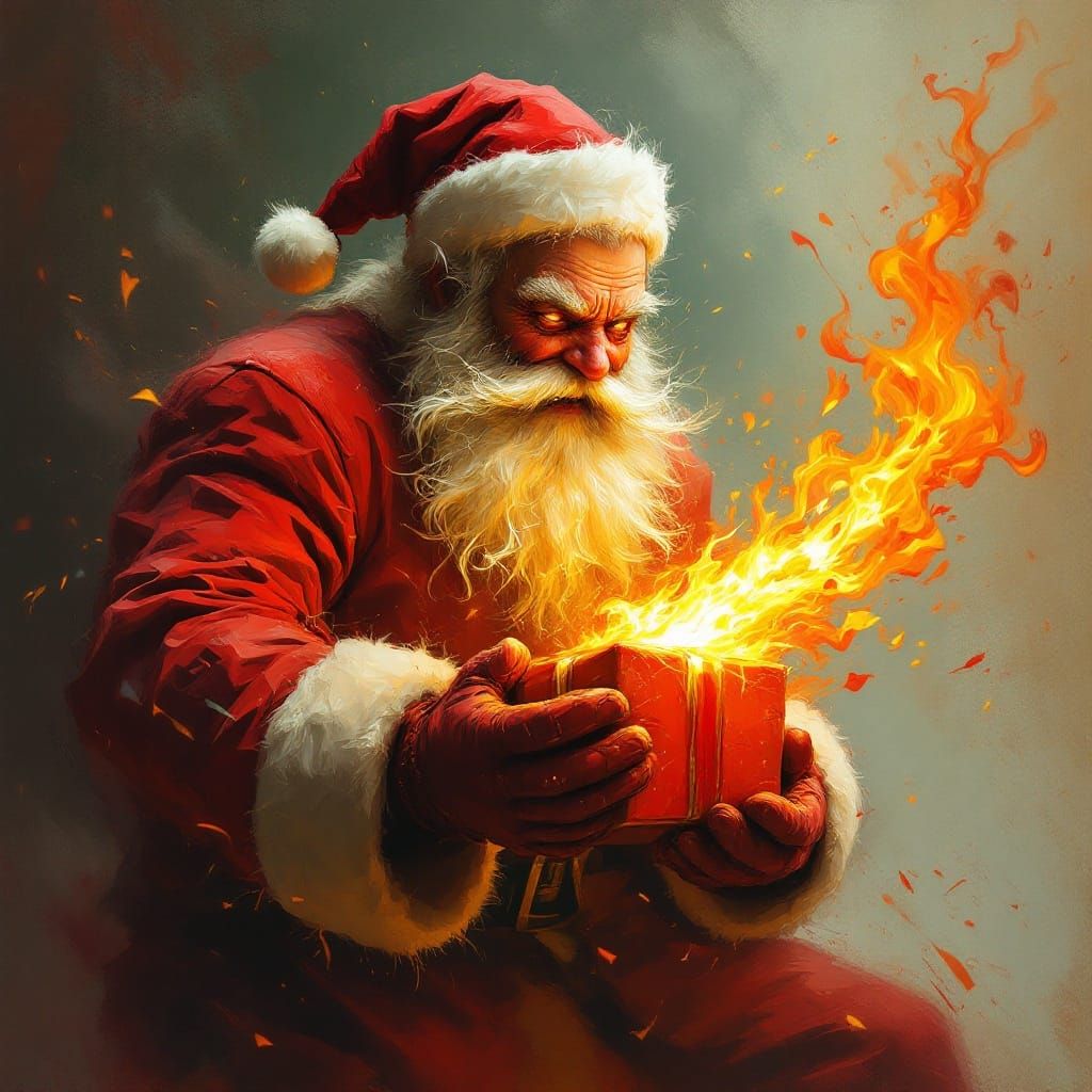 Eccentric Santa Claus in Vibrant Impressionist Style