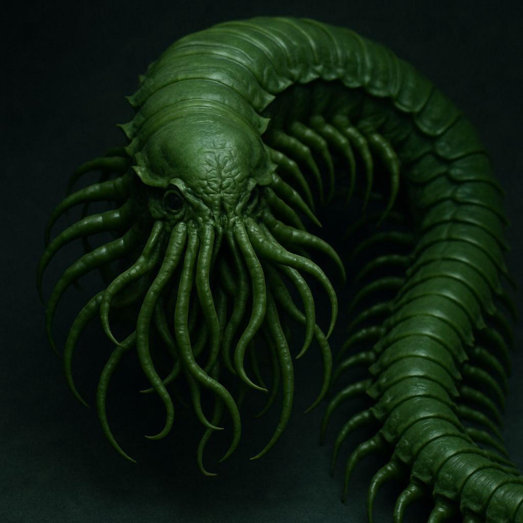 Green Centipede-like Creature with Tentacles