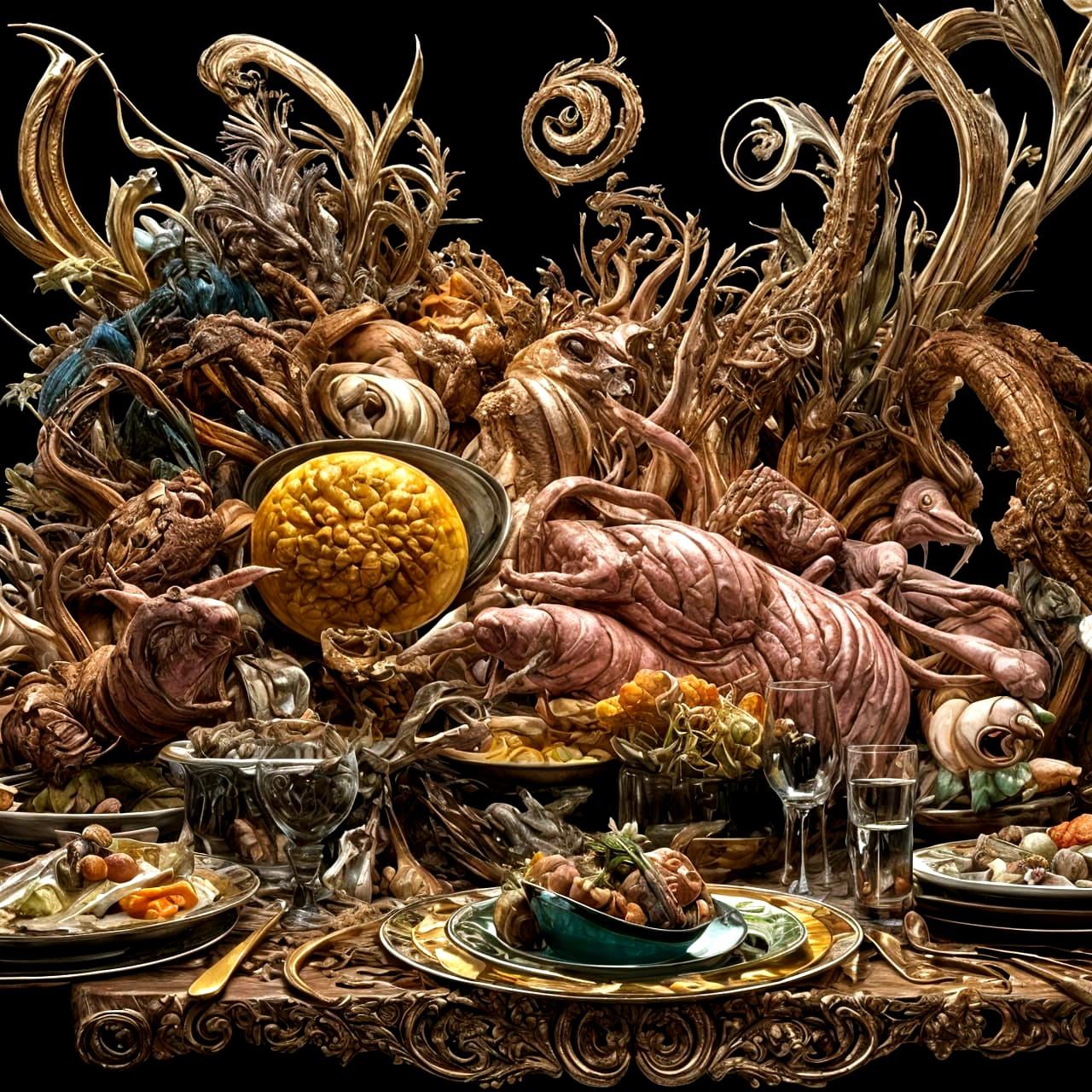 Hyperrealistic Waiter with Dinner Specials