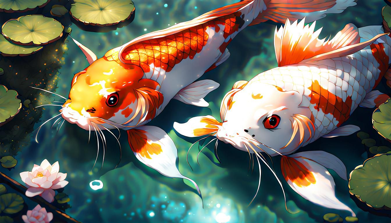 Wizard Catfish at Riverside Teahouse in Anime Style