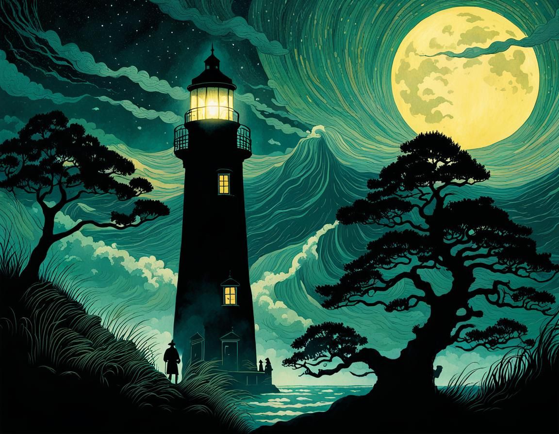 Lighthouse Keeper's Mysterious Vocation in Eerie Silhouette ...