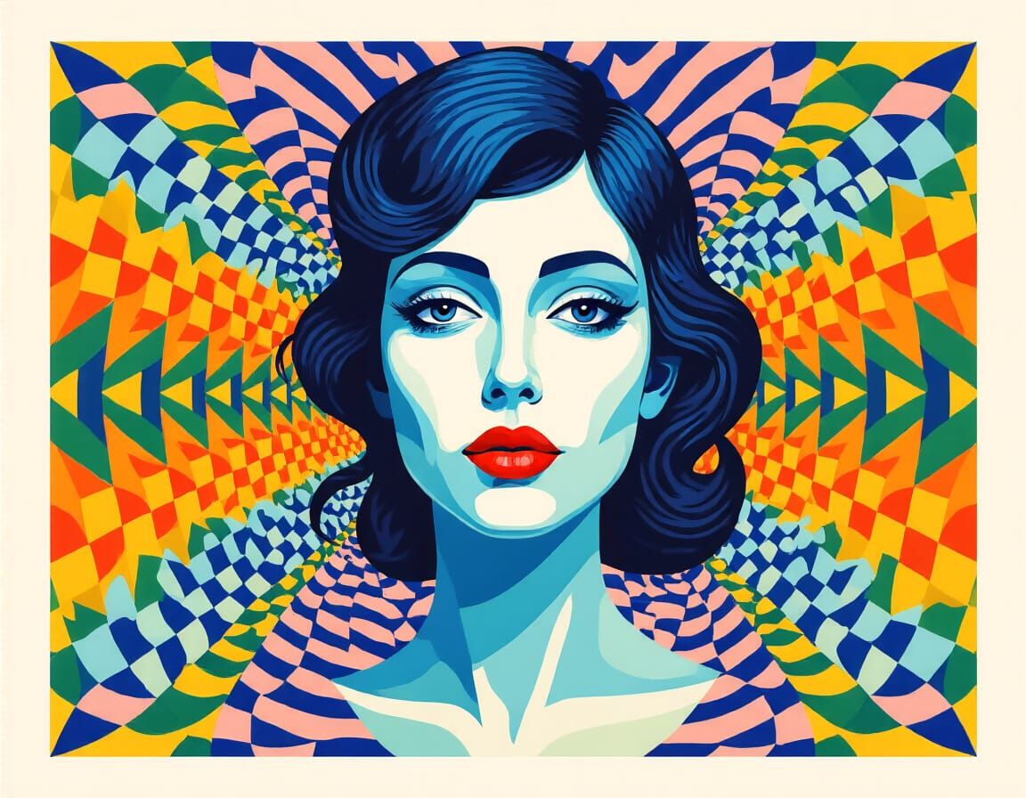 Op Art Portrait of a Beautiful Woman