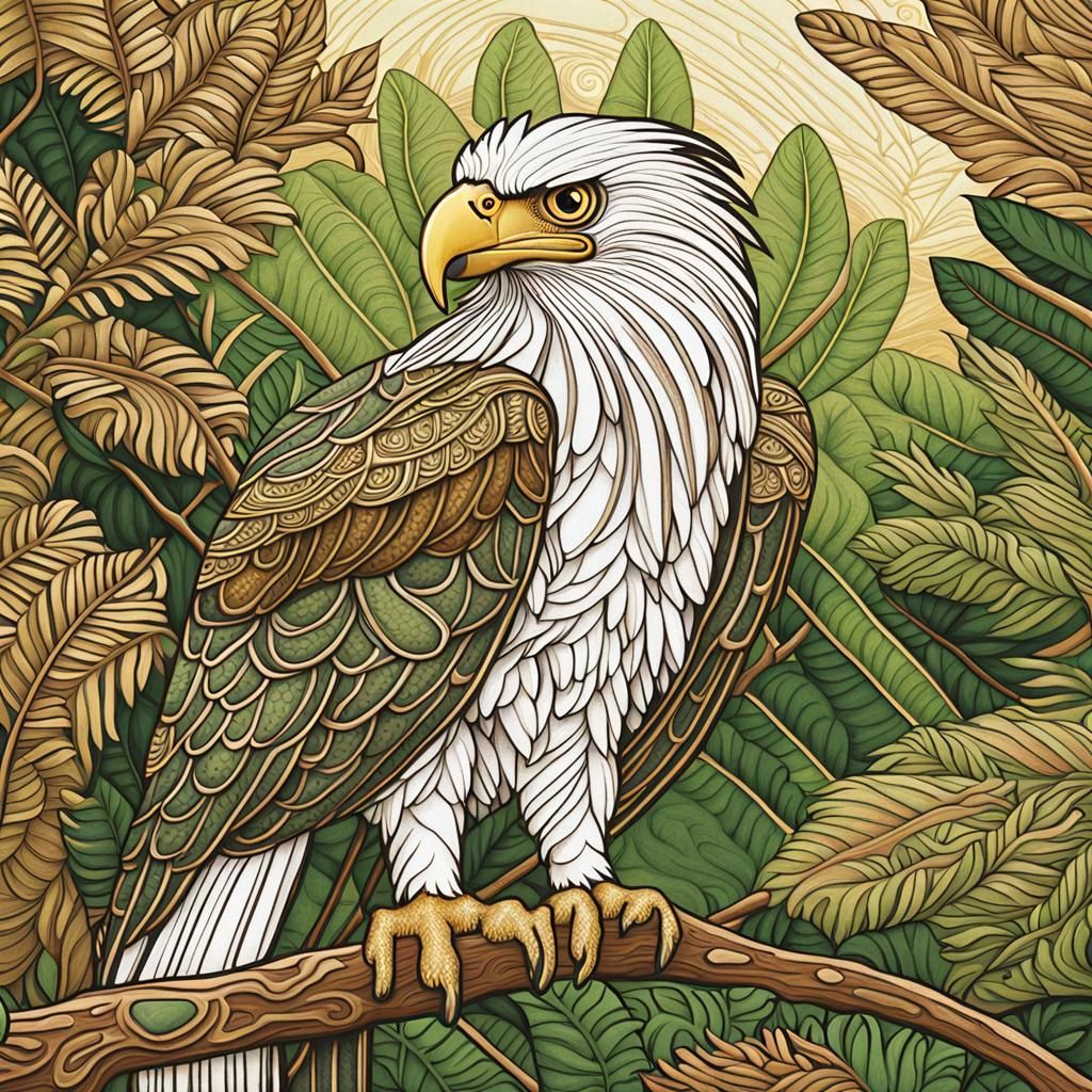 Philippine Eagle in Art Nouveau Style