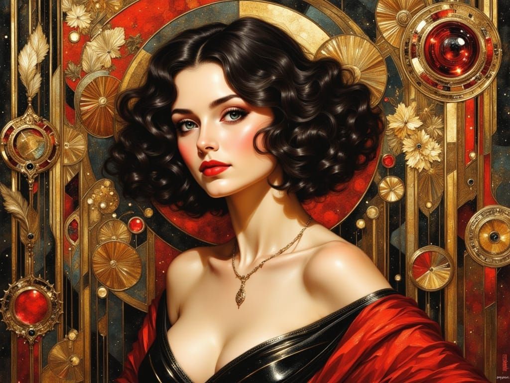 Elegant Woman in Art Deco Style