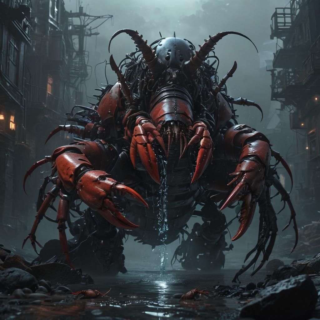 Monstrous Lobster Unleashes Biomechanical Horror