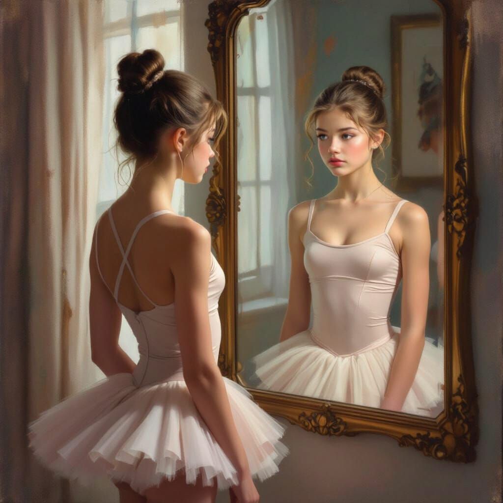 Ballet Dancer's Reflection on Imperfections
