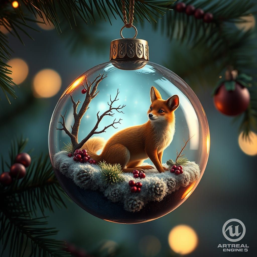 Magical Woodland Scene in a Christmas Ornament