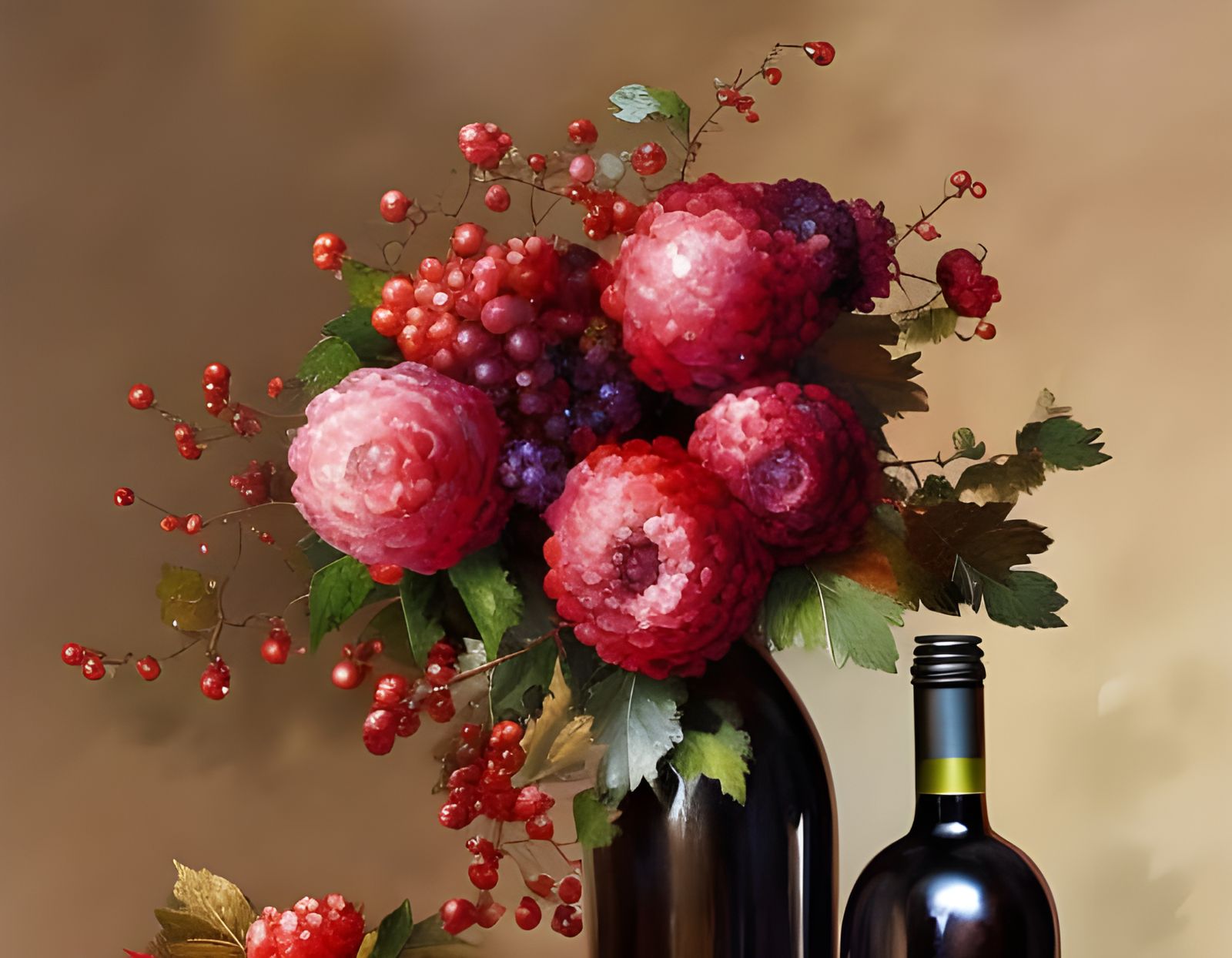 Wine Bouquet in Gouache Watercolor Style