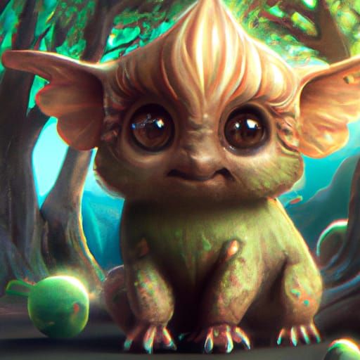 Chibified Alien Creature in Mystical Forest