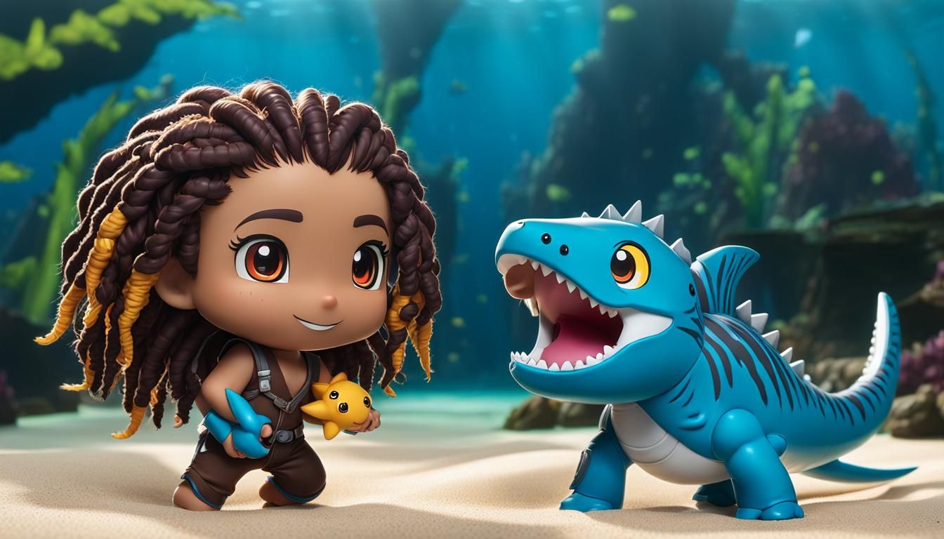 Mosasaurus toy & his friend