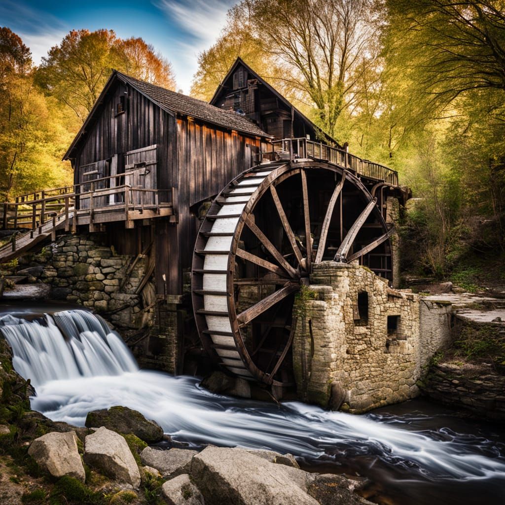 Medieval Waterwheel in Bokeh Focus