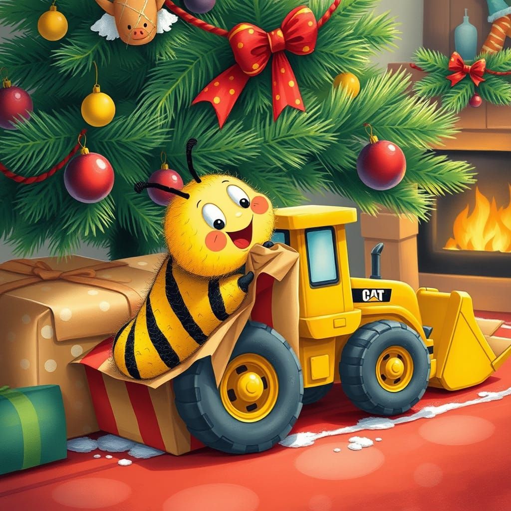 Caterpillar Christmas: A Whimsical Storybook Scene