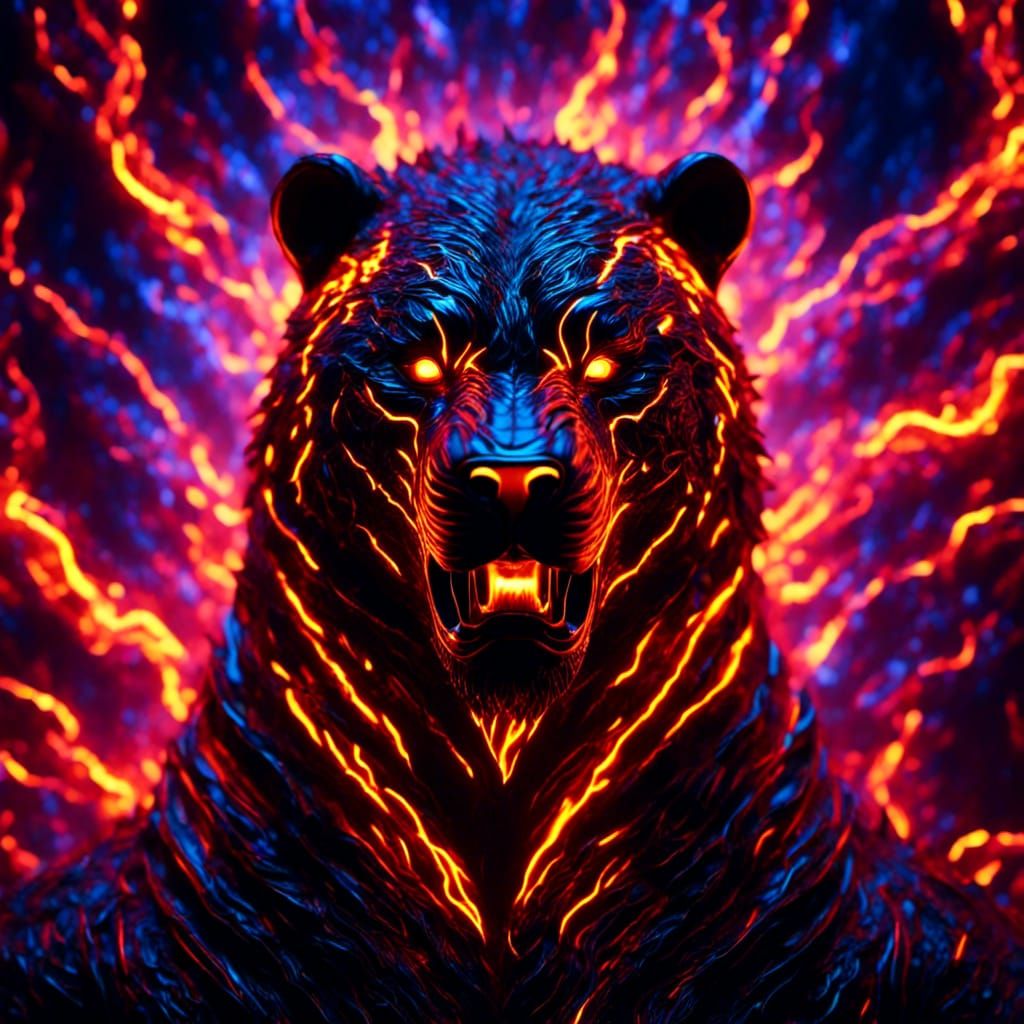 Vantablack Fiery Beast in Hyperrealistic Style