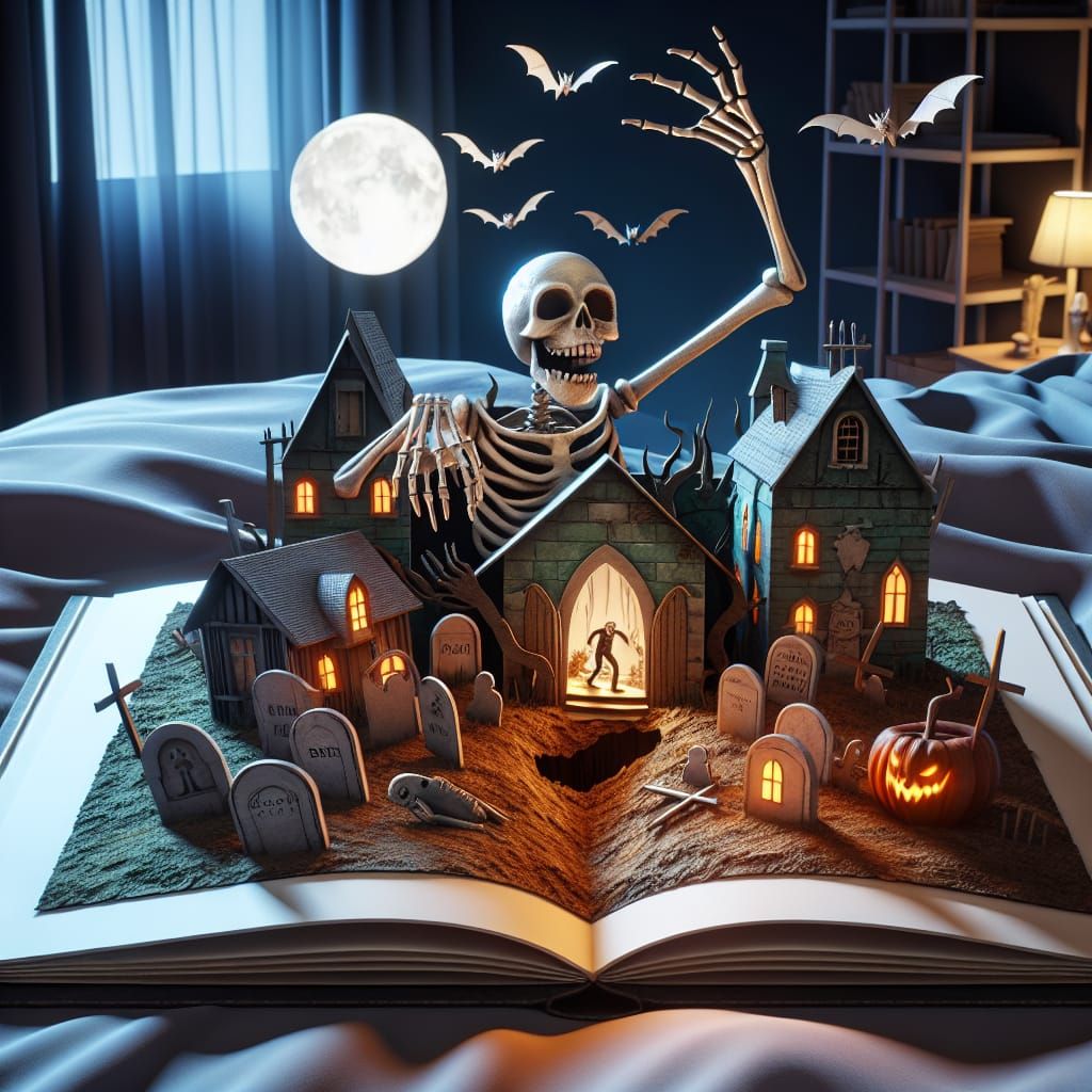 Spooky Skeleton Emerges From Pop-Up Book