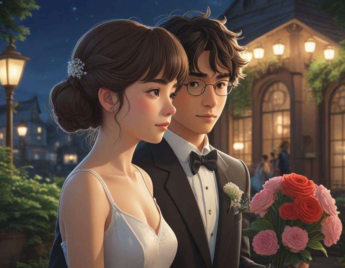Surreal Studio Ghibli-Inspired Prom Scene Under a Celestial ...